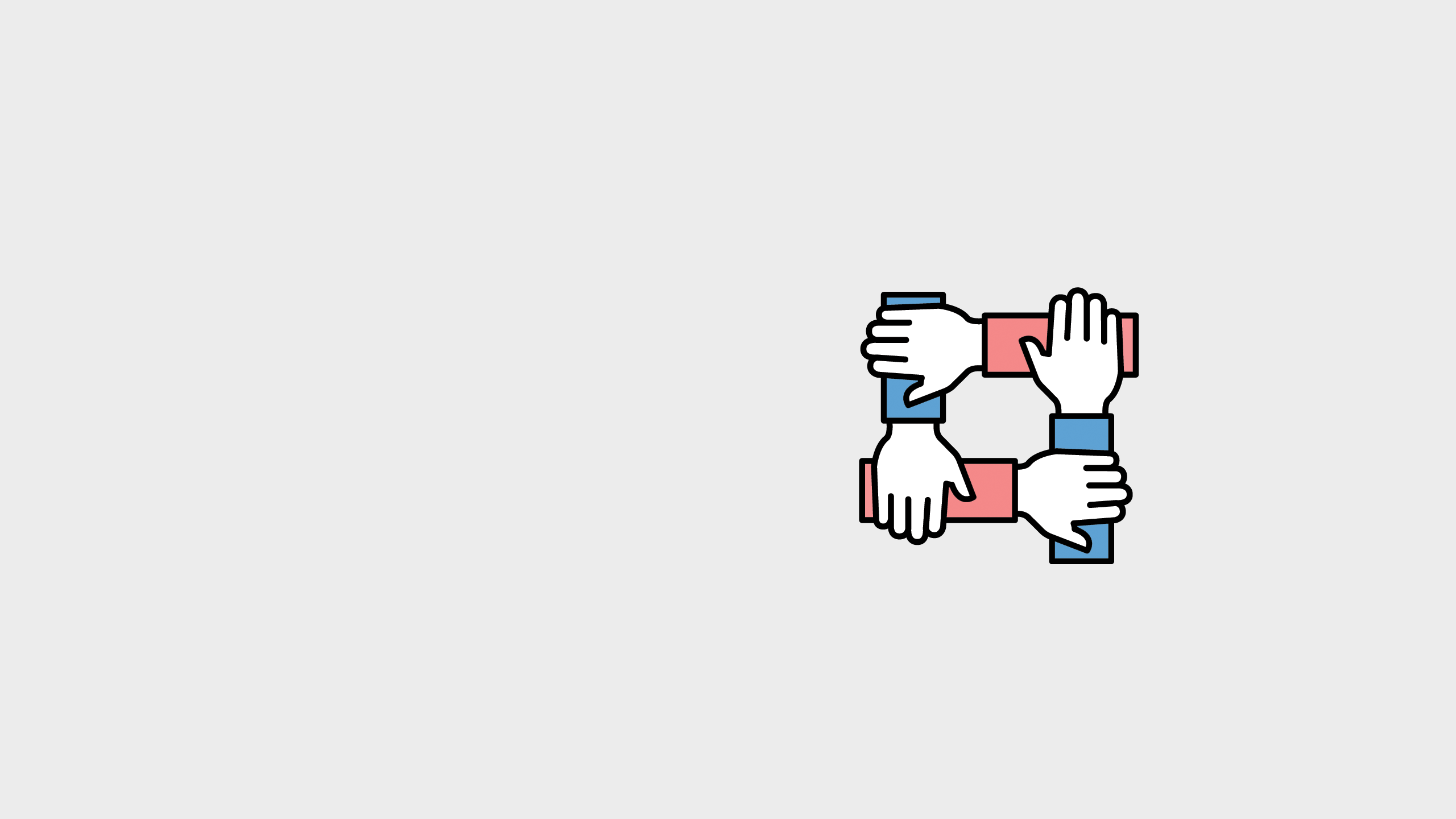 Illustration of four arms touching in a pact.